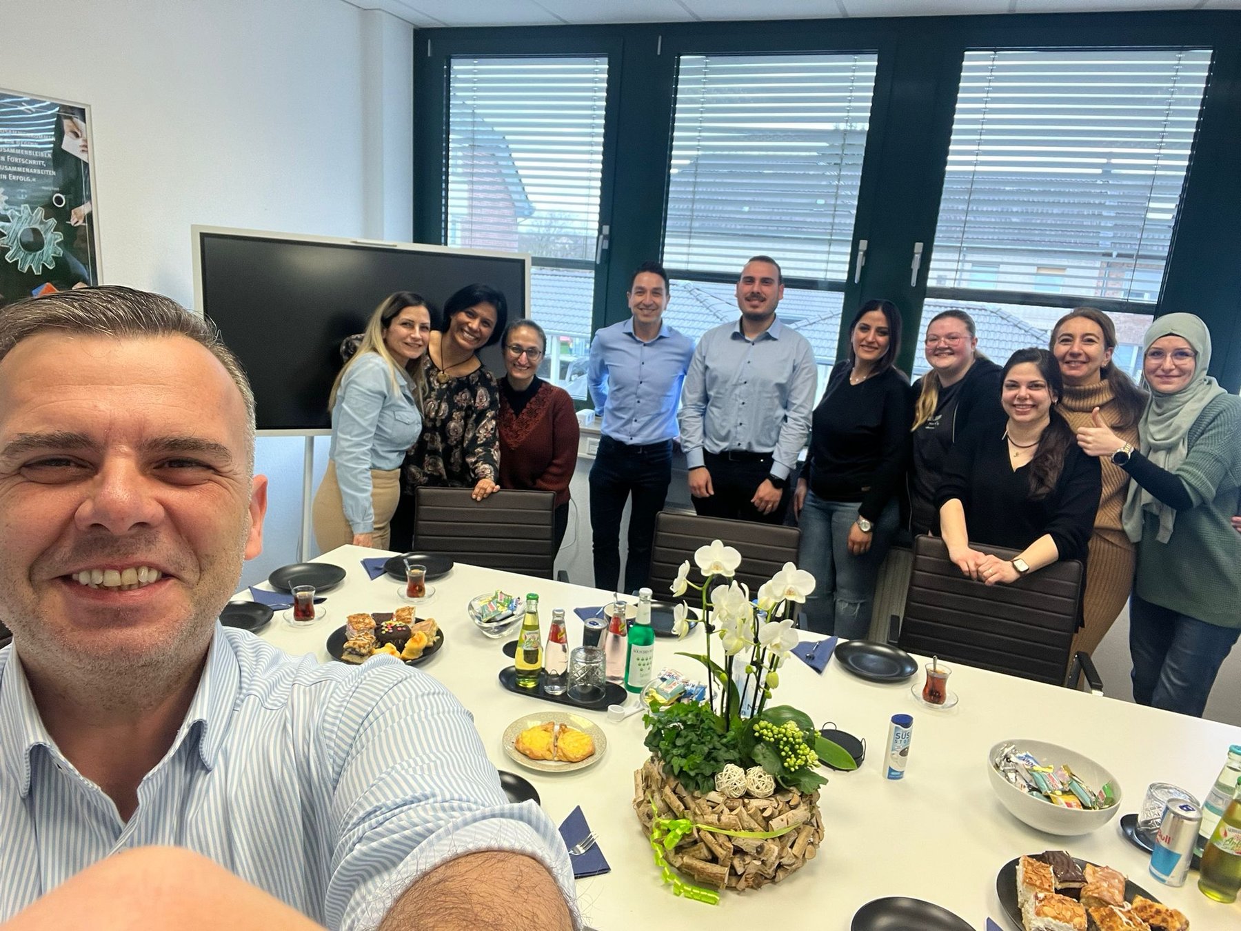 The NSB Polymers team at a shared breakfast in Dormagen